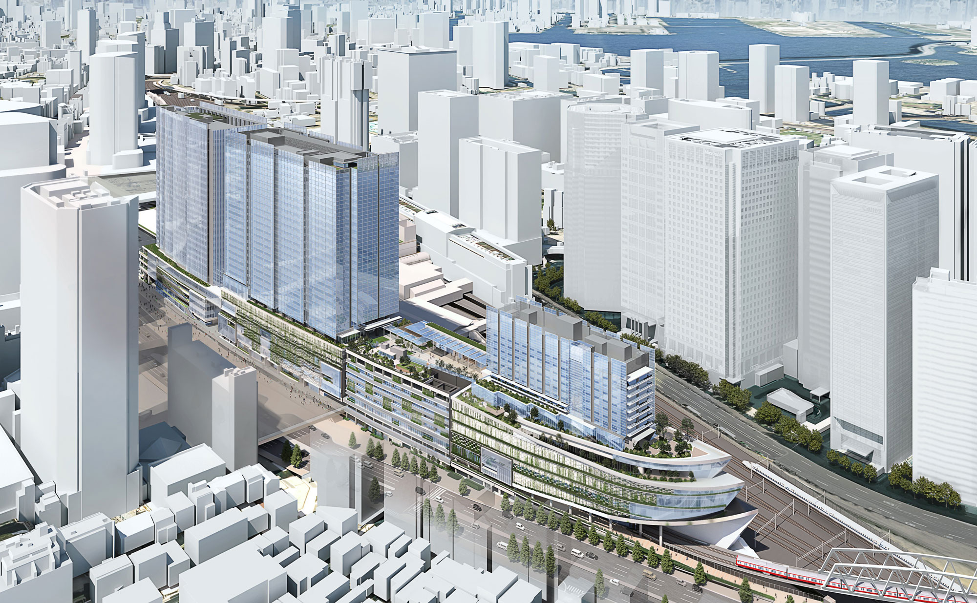 外観完成予想CG（提供：京浜急行電鉄株式会社、東日本旅客鉄道株式会社）